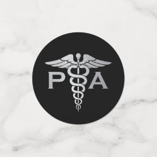 Physician Assistant PA Graduation Black Silver Confetti