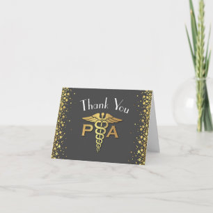 Physician Assistant PA Graduation Grey Gold Thank You Card