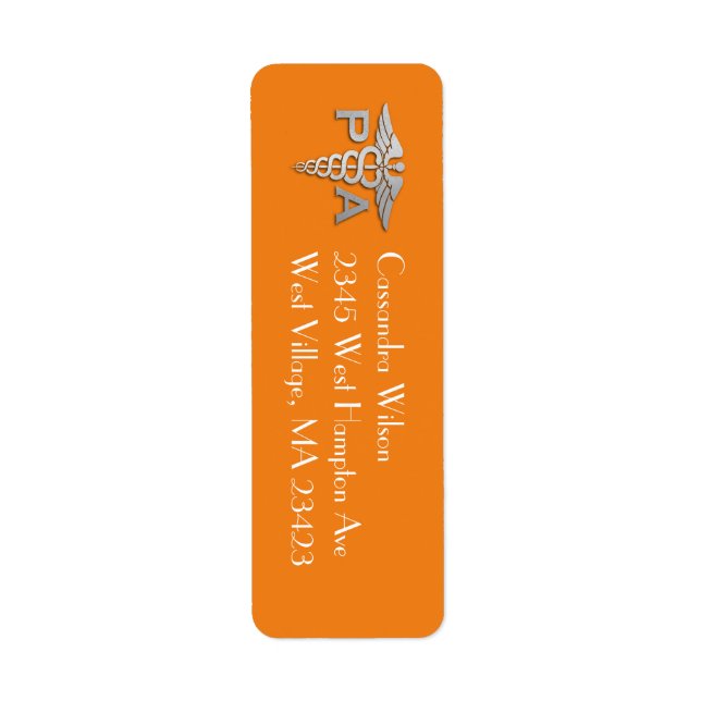 Physician Assistant PA Graduation Orange Silver (Front)