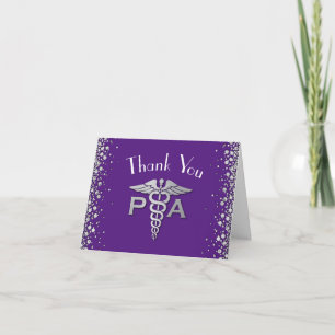 Physician Assistant PA Graduation Purple Silver Thank You Card