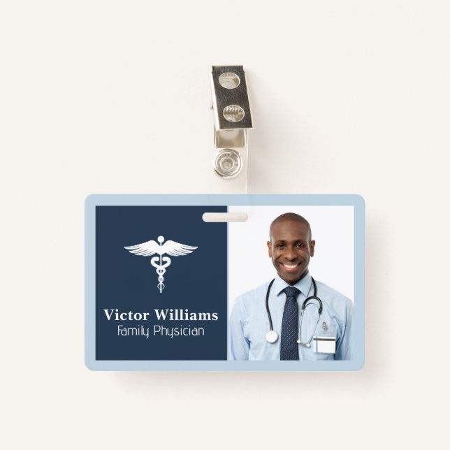 Physician Smiling | Medical Health Logo Badge (Front with Clip)