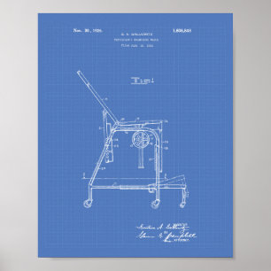Physicians Table 1926 Patent Art Blueprint Poster