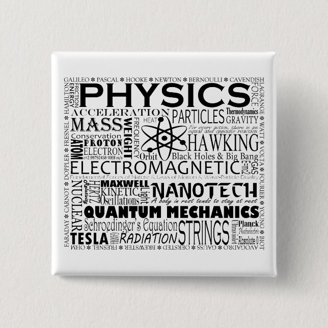 Physics 2 Inch Square Button (Front)