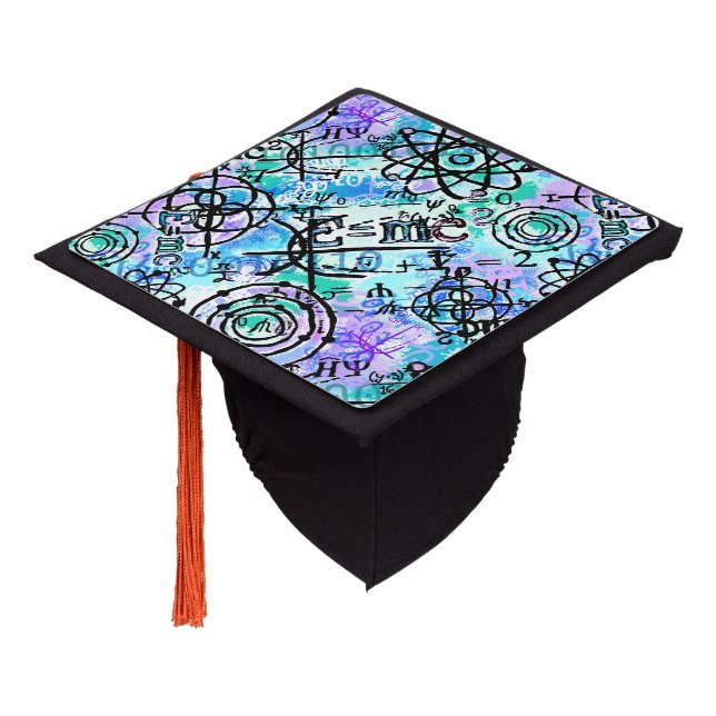 Physics and Math Symbols, Geek Graduation Cap Topper (Angled)