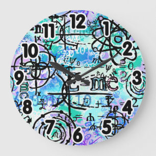 Physics and Math Symbols Nerdy Large Clock