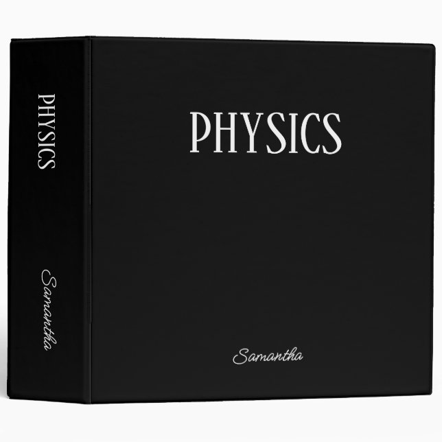 Physics Black Personalized Subject  Binder (Front/Spine)
