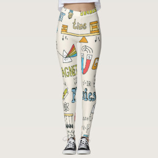 Physics concepts, hand-drawn vintage style. leggings