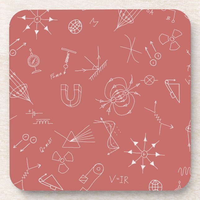 Physics diagram dusky pink  coaster (Front)