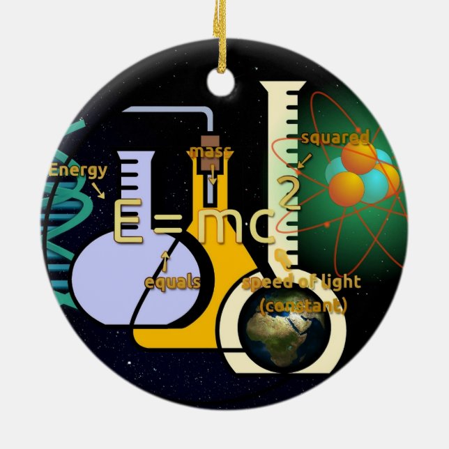 Physics E=mc2 colourful design Ceramic Ornament (Back)