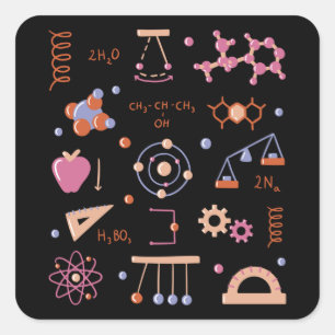 Physics elements square sticker