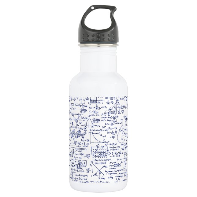 Physics Equations in Blue Pen // 532 Ml Water Bottle (Front)