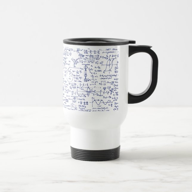 Physics Equations in Blue Pen // Travel Mug (Right)