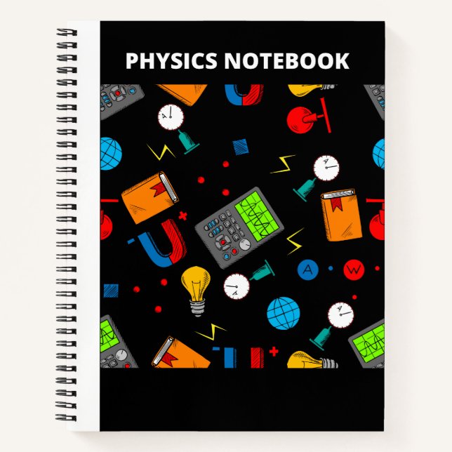 PHYSICS ICONS(BLACK) NOTEBOOK (Front)