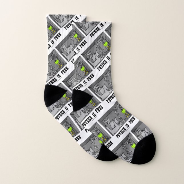 Physics Is Phun (Fun) Schrödinger's Cat Experiment Socks (Pair)