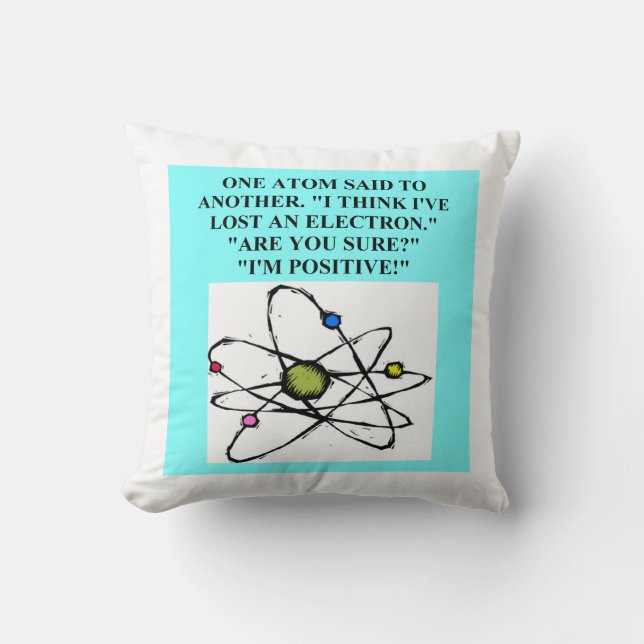 physics joke throw pillow (Front)