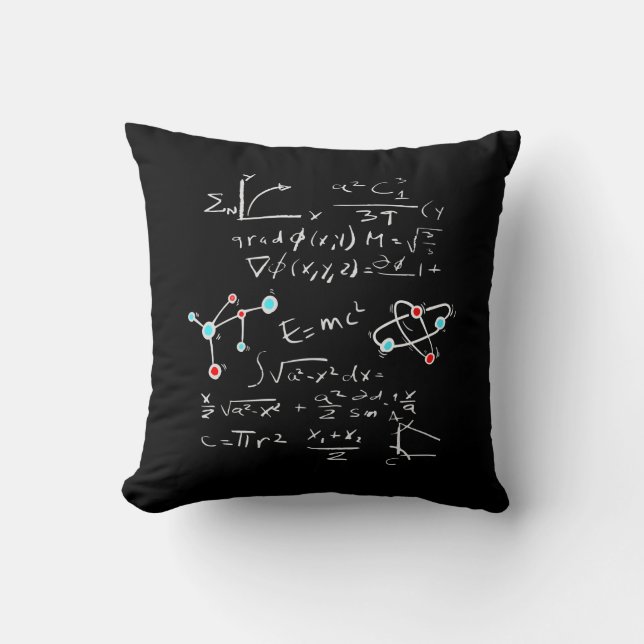 Physics Math Formula Teacher Student Atoms and Mol Throw Pillow (Front)
