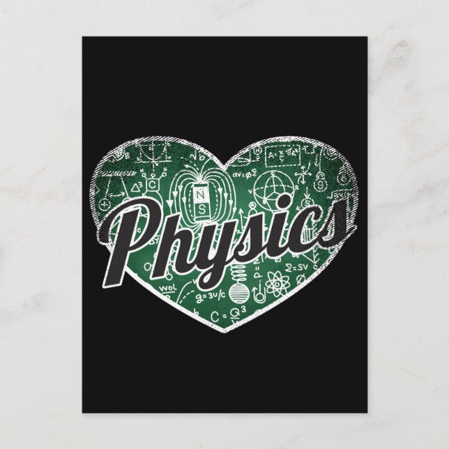 Physics Retro Heart Blackboard Love Postcard (Front)