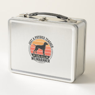Physics Teacher Loves Weimaraner Vintage Dog Desig Metal Lunch Box