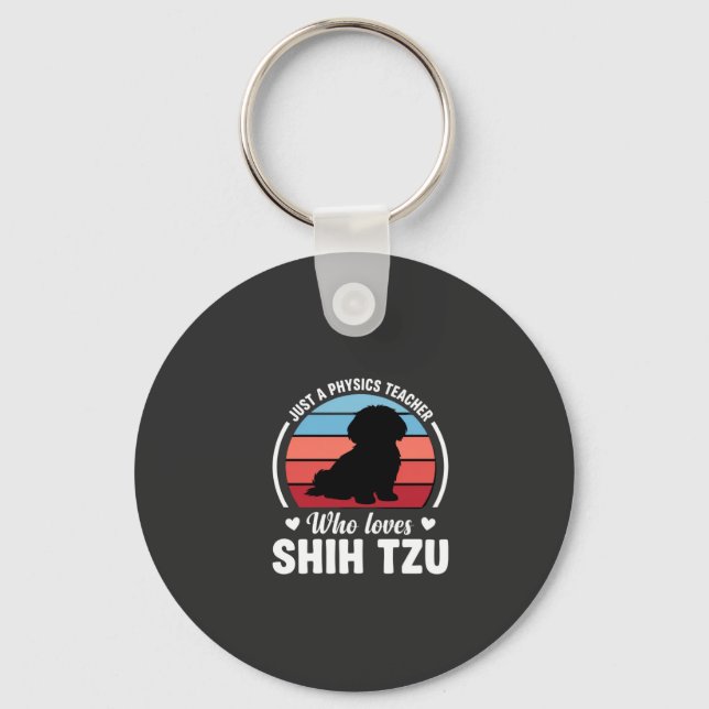 Physics Teacher Shih Tzu Dog Lover Keychain (Front)