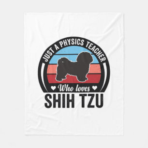 Physics Teacher Shih Tzu Vintage Dog Shirt Design_ Fleece Blanket