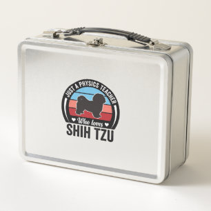 Physics Teacher Shih Tzu Vintage Dog Shirt Design_ Metal Lunch Box