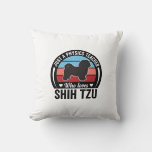 Physics Teacher Shih Tzu Vintage Dog Shirt Design_ Throw Pillow