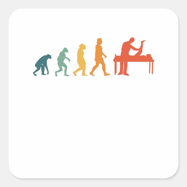 Physiotherapist Evolution Retro Physio Square Sticker (Front)