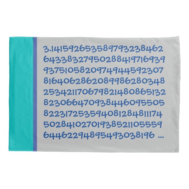 Pi 200 Digits Blue Pillowcase (Back)