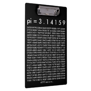 pi= 3.14159 Black White Math Science pi Day Digits Clipboard