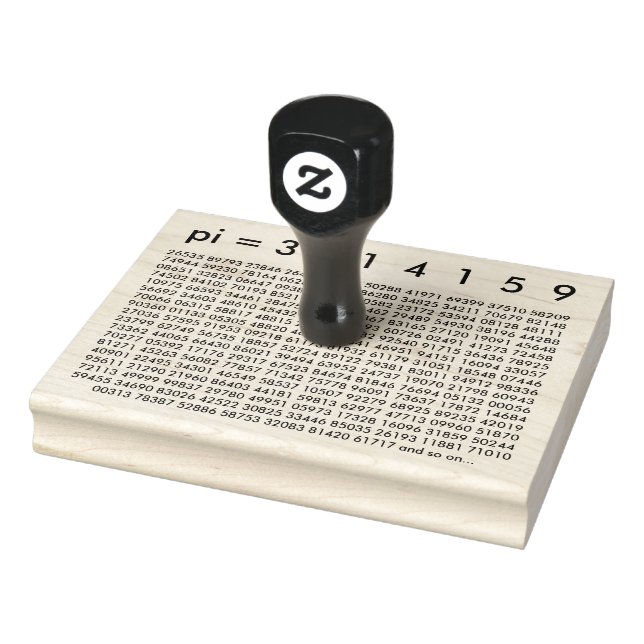 pi= 3.14159 Black White Math Science pi Day Digits Rubber Stamp (Stamp)