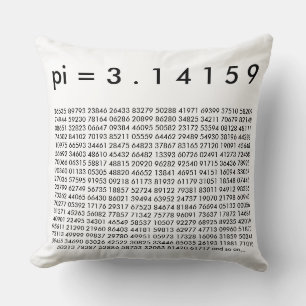 pi= 3.14159 Black White Math Science pi Day Digits Throw Pillow
