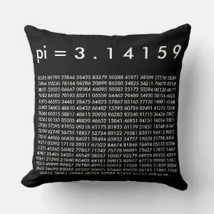 pi= 3.14159 Black White Math Science pi Day Digits Throw Pillow