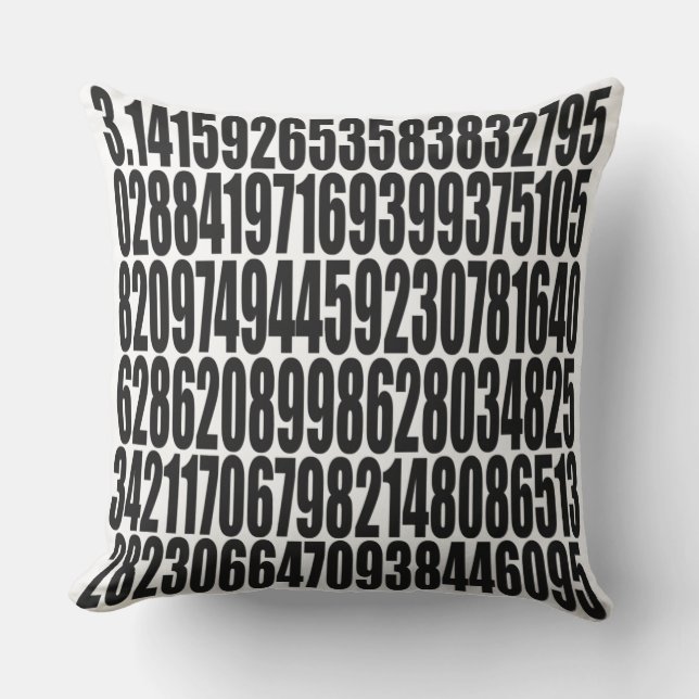 pi= 3.141 Black and White Math Science Pi Day Outdoor Pillow (Front)