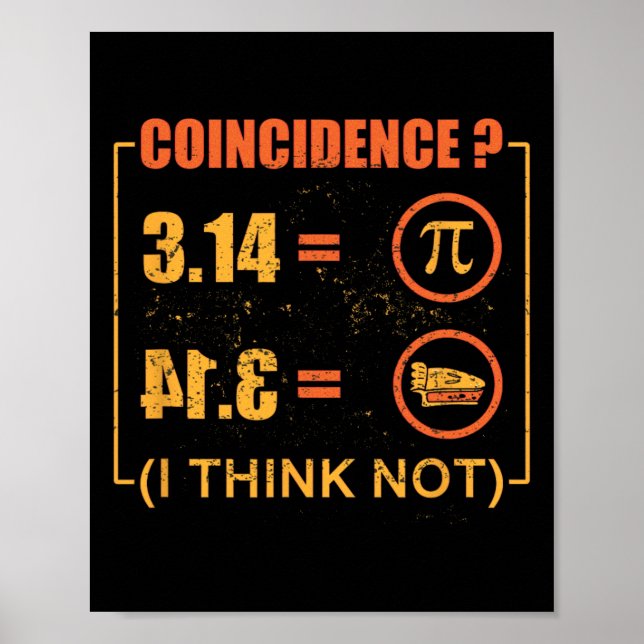 Pi 3.14 Pie Coincidence I Think Not Funny Pi Day  Poster (Front)