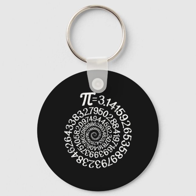 Pi = 3.14 Spiral Math Science Geek 3.14 Pi Day Ste Keychain (Front)