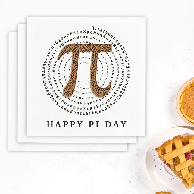 Pi 3.14 Spiral Number Leopard Pattern Happy Pi Day Napkin (Creator Uploaded)