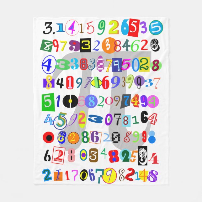 Pi Calculated in Unique and Colourful Fonts Fleece Blanket (Front)