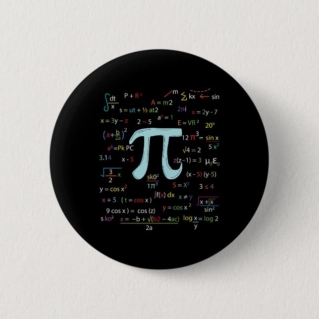 Pi Circle Number Formulas Nerdy Mathematicians Pi  2 Inch Round Button (Front)