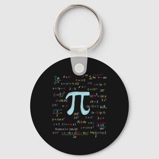 Pi Circle Number Formulas Nerdy Mathematicians Pi  Keychain (Front)