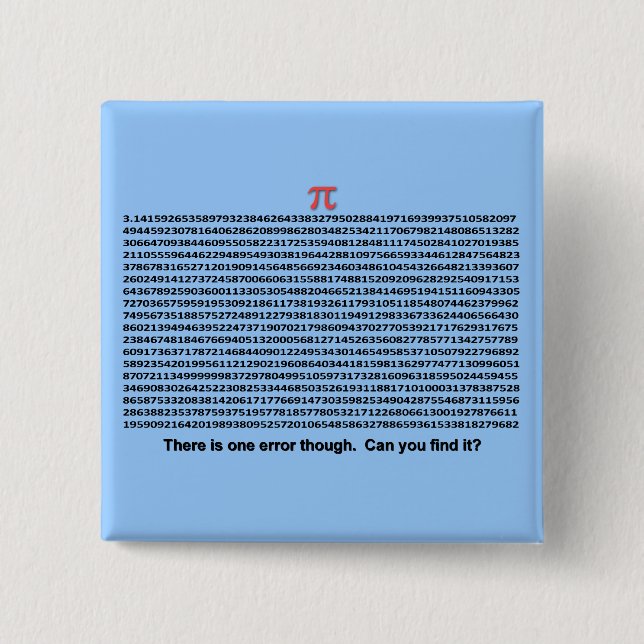 Pi Day 2 Inch Square Button (Front)