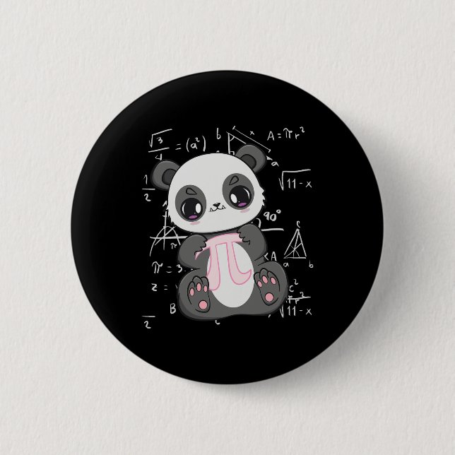 Pi Day 3.14159 Algebra Mathematic Anime Panda Bear 2 Inch Round Button (Front)