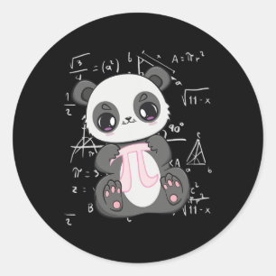 Pi Day 3.14159 Algebra Mathematic Anime Panda Bear Classic Round Sticker