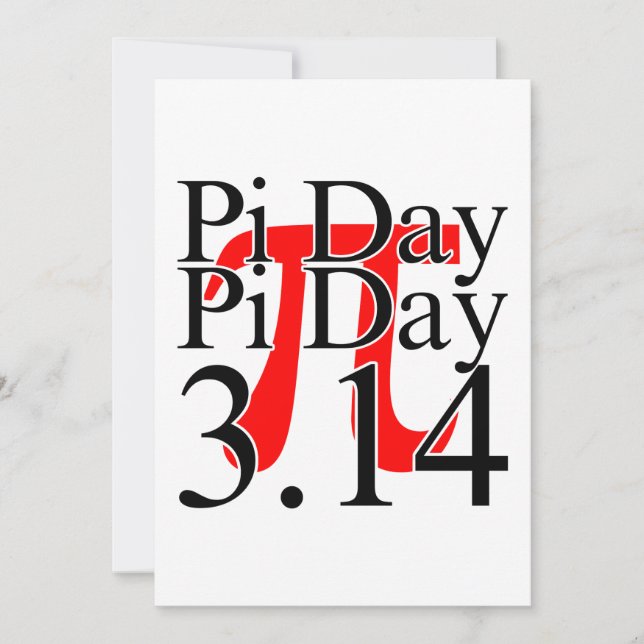 Pi Day 3.14 Black And Red Invitation (Front)