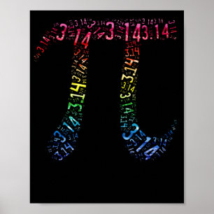 Pi Day 3.14 Math Geek Colourful Poster