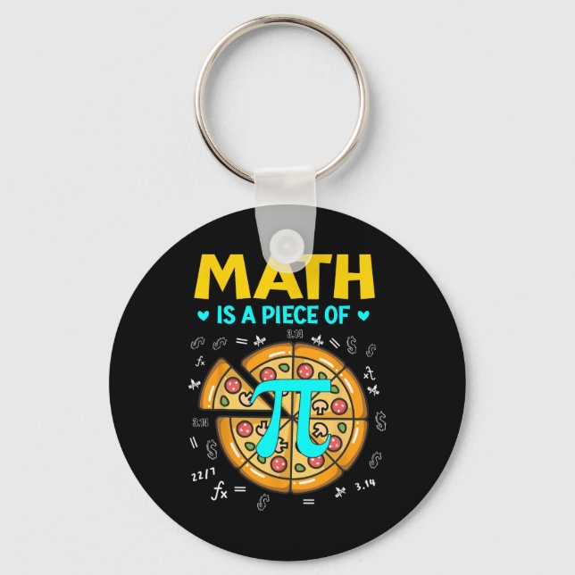 Pi Day 3.14 Math Is A Piece Of Pizza Bitcoin Start Keychain (Front)