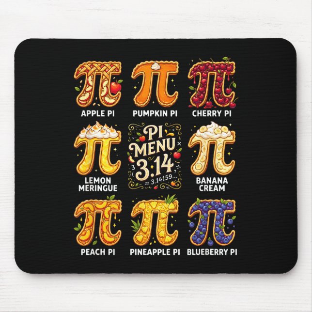 Pi Day 3.14 Pi Menu Funny Fruit Pie Menu Teachers  Mouse Pad (Front)