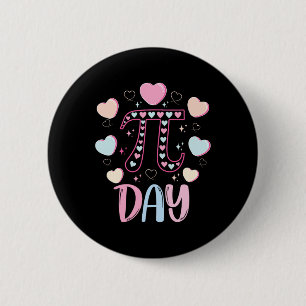 Pi Day 3.14 Pi Symbol Funny Pi Day Candy Heart Mat 2 Inch Round Button