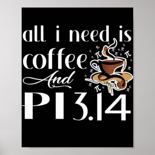 Pi Day All I Need Is Coffee And Pi Lovers Math  Poster