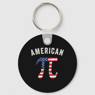 Pi Day American Flag Patriotic Math Nerd 3.14 July Keychain