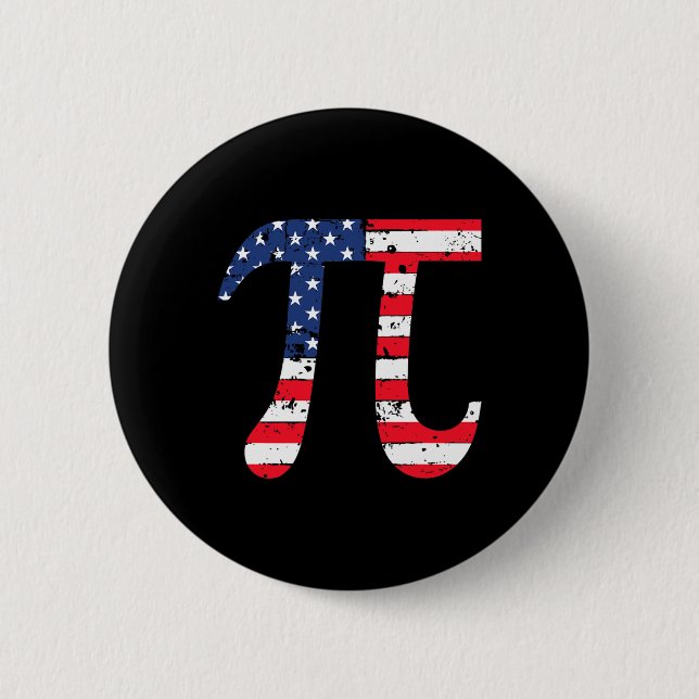Pi Day American Flag Patriotic Math Nerd Geek 3.14 2 Inch Round Button (Front)